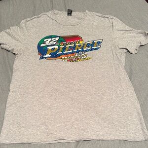 Gray Graphic Racing T-Shirt with Bobby Pierce Print